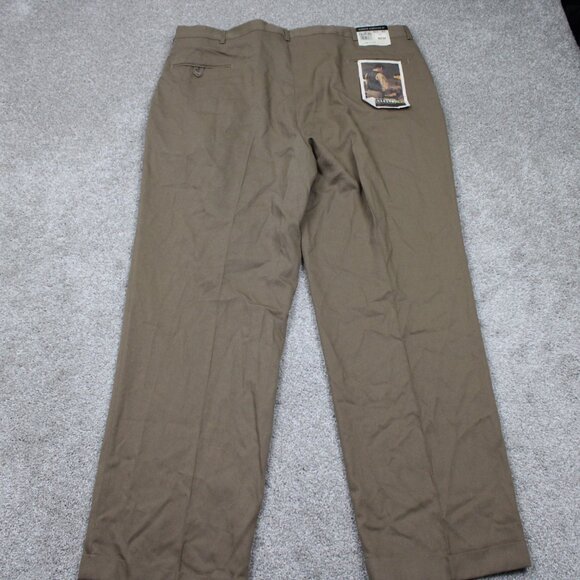 Haggar Dress Pants NWT Mens 42x32 Beige Pleated Cuffed Dacron Poly/Viscose Rayon - Picture 5 of 15